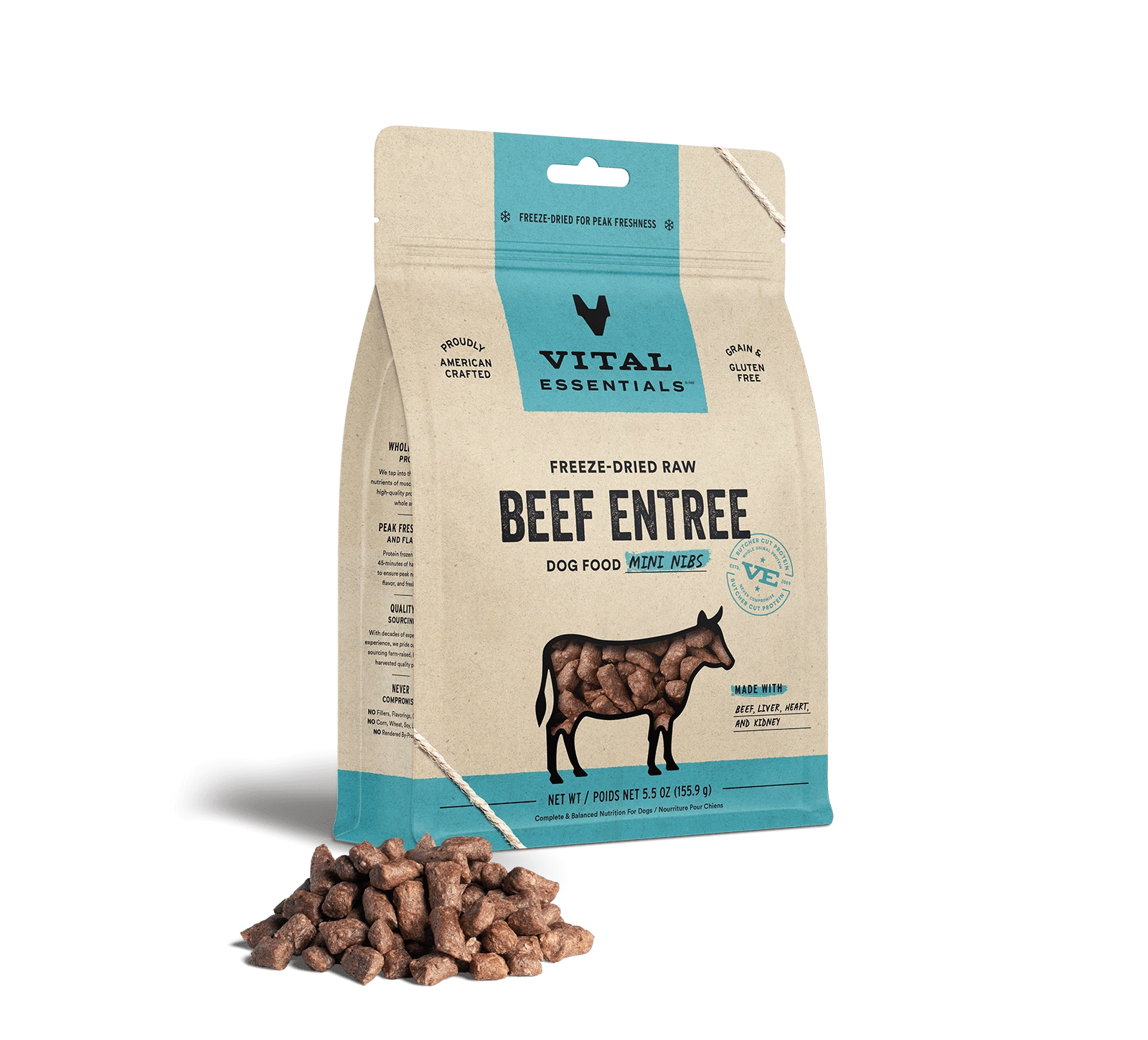 Vital Essentials Beef Entree Mini Nibs Freeze-Dried Raw Dog Food
