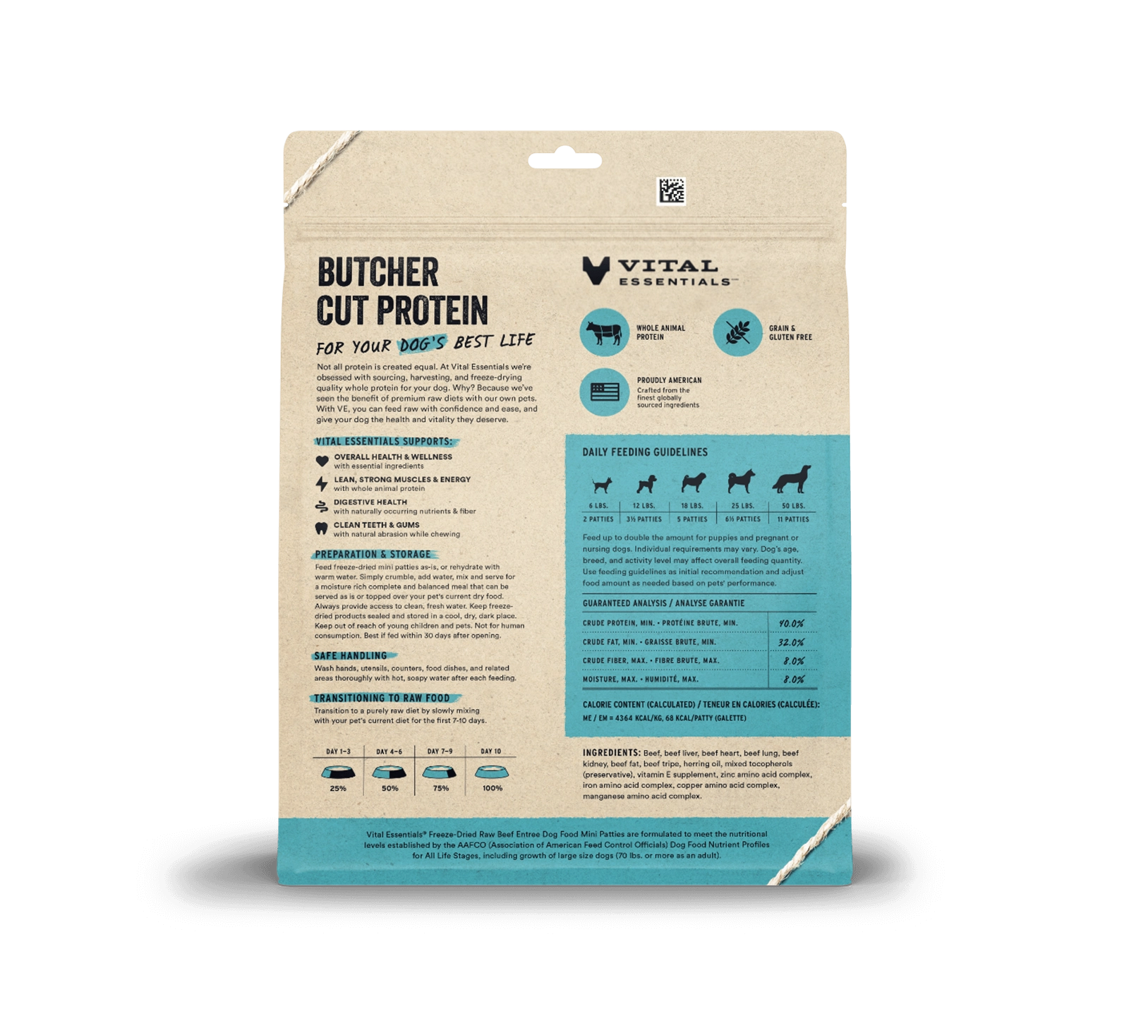 Vital Essentials Beef Entree Mini Patties Freeze-Dried Raw Dog Food