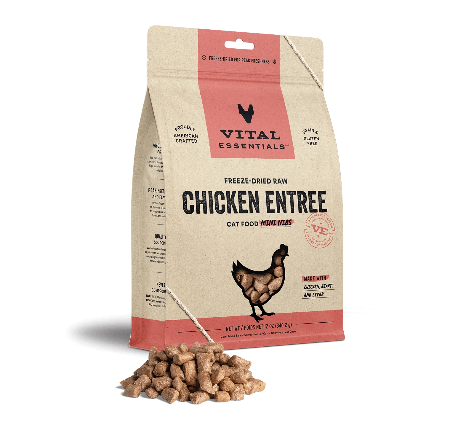Vital Essentials Chicken Entree Mini Nibs Freeze-Dried Raw Cat Food