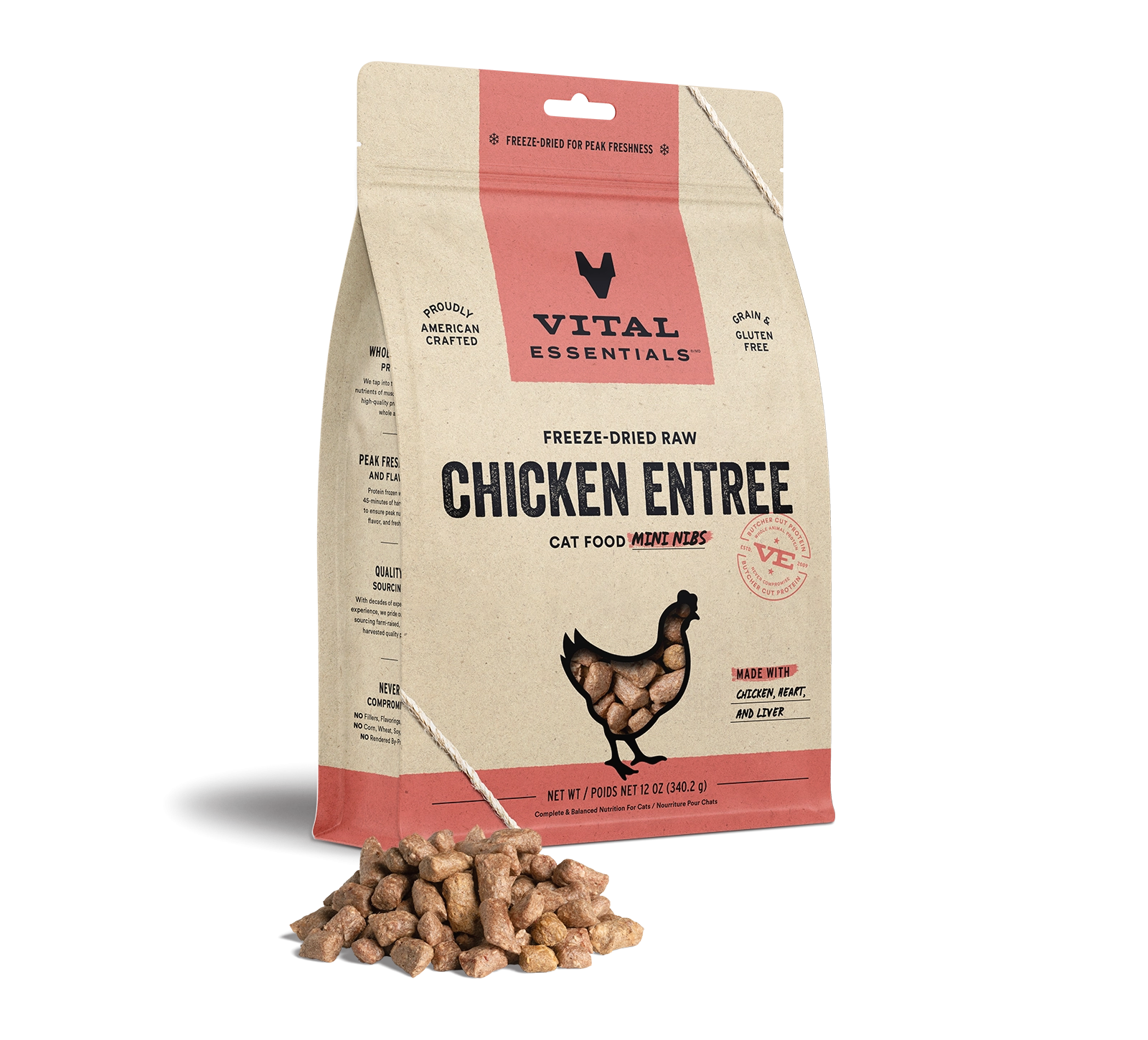 Vital Essentials Chicken Entree Mini Nibs Freeze-Dried Raw Cat Food