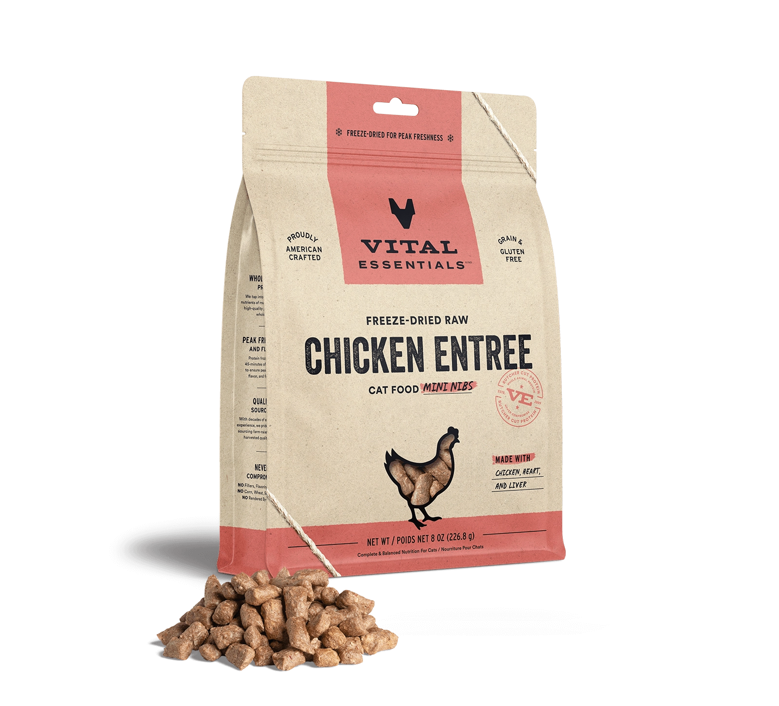 Vital Essentials Chicken Entree Mini Nibs Freeze-Dried Raw Cat Food