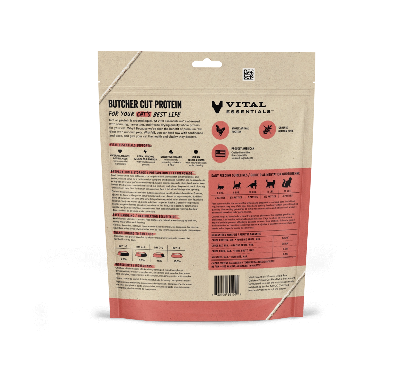 Vital Essentials Chicken Entree Mini Patties Freeze-Dried Raw Cat Food