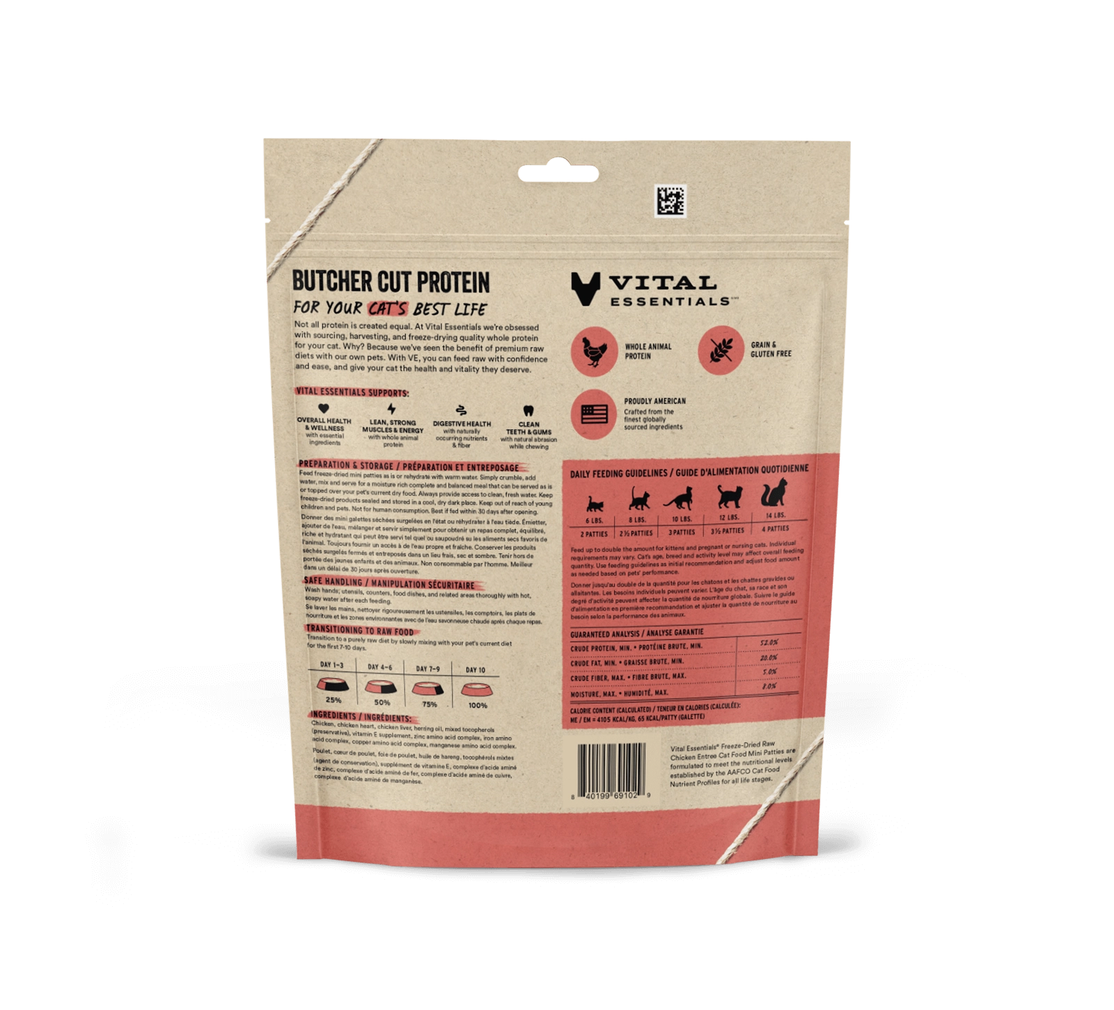 Vital Essentials Chicken Entree Mini Patties Freeze-Dried Raw Cat Food