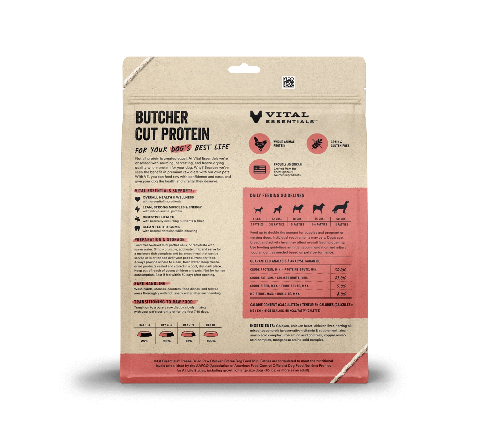 Vital Essentials Chicken Entree Mini Patties Freeze-Dried Raw Dog Food