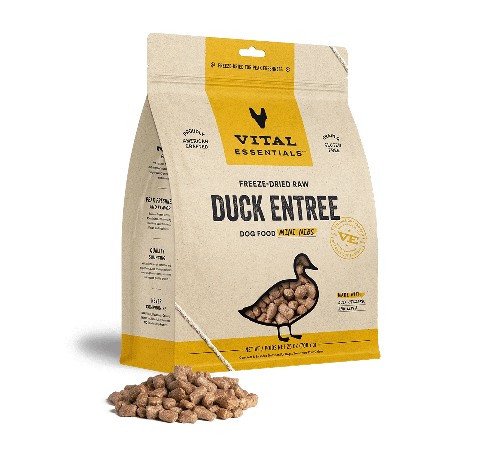Vital Essentials Duck Entree Mini Nibs Freeze-Dried Raw Dog Food