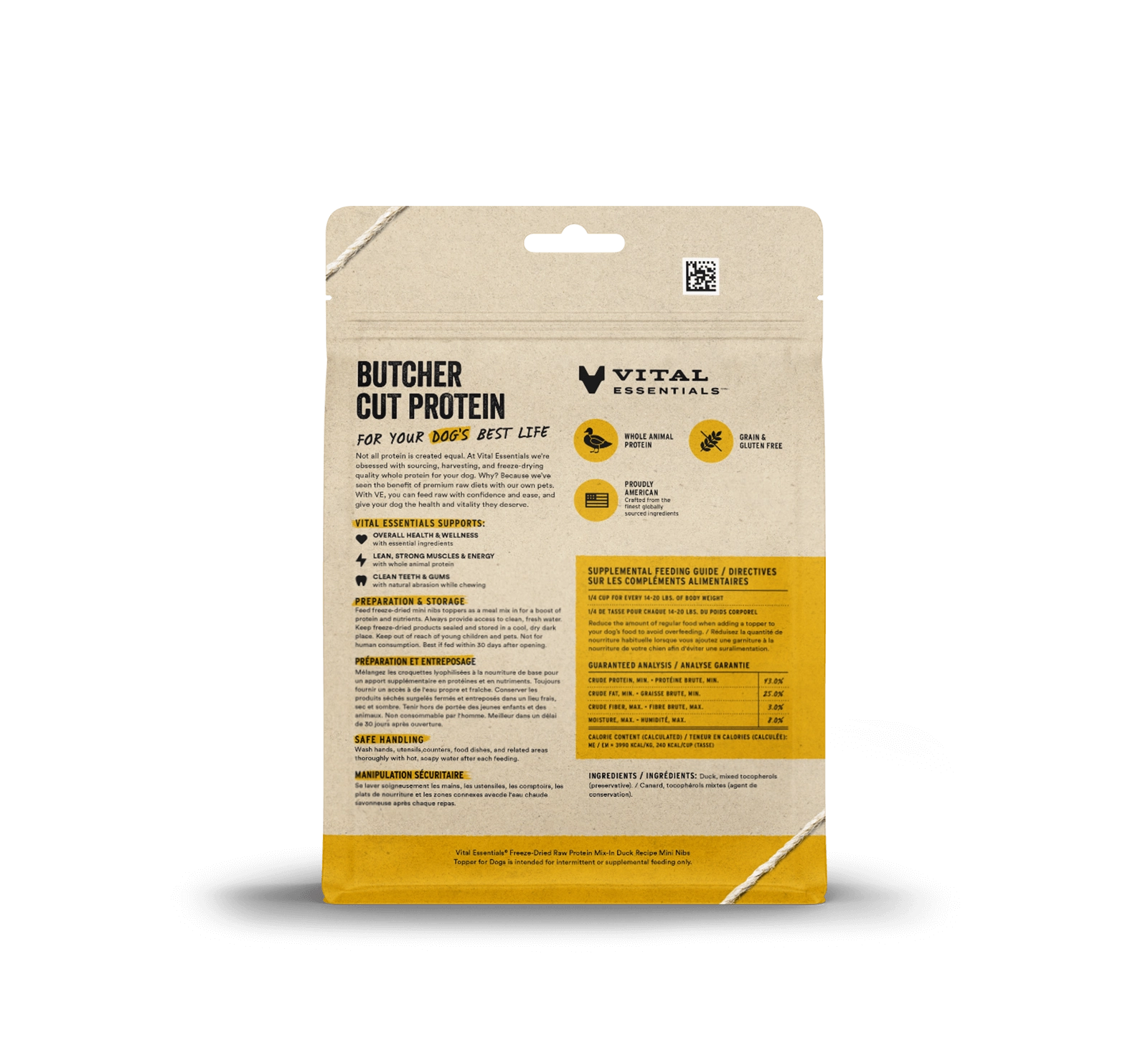 Vital Essentials Duck Recipe Freeze-Dried Raw Protein Mix-In Mini Nibs Topper For Dogs
