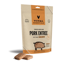 Vital Essentials Pork Entree Mini Patties Freeze-Dried Raw Cat Food