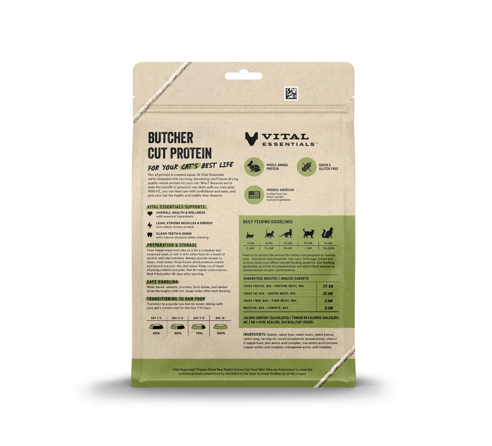 Vital Essentials Rabbit Entree Mini Nibs Freeze-Dried Raw Cat Food
