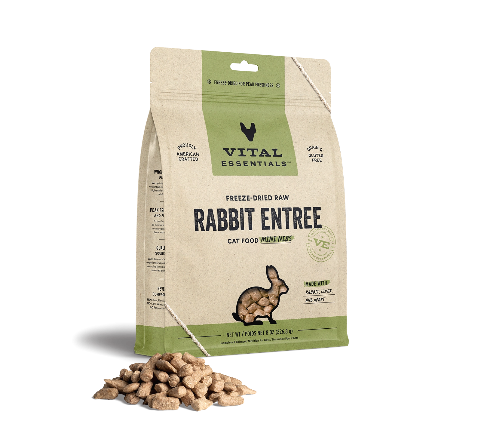 Vital Essentials Rabbit Entree Mini Nibs Freeze-Dried Raw Cat Food