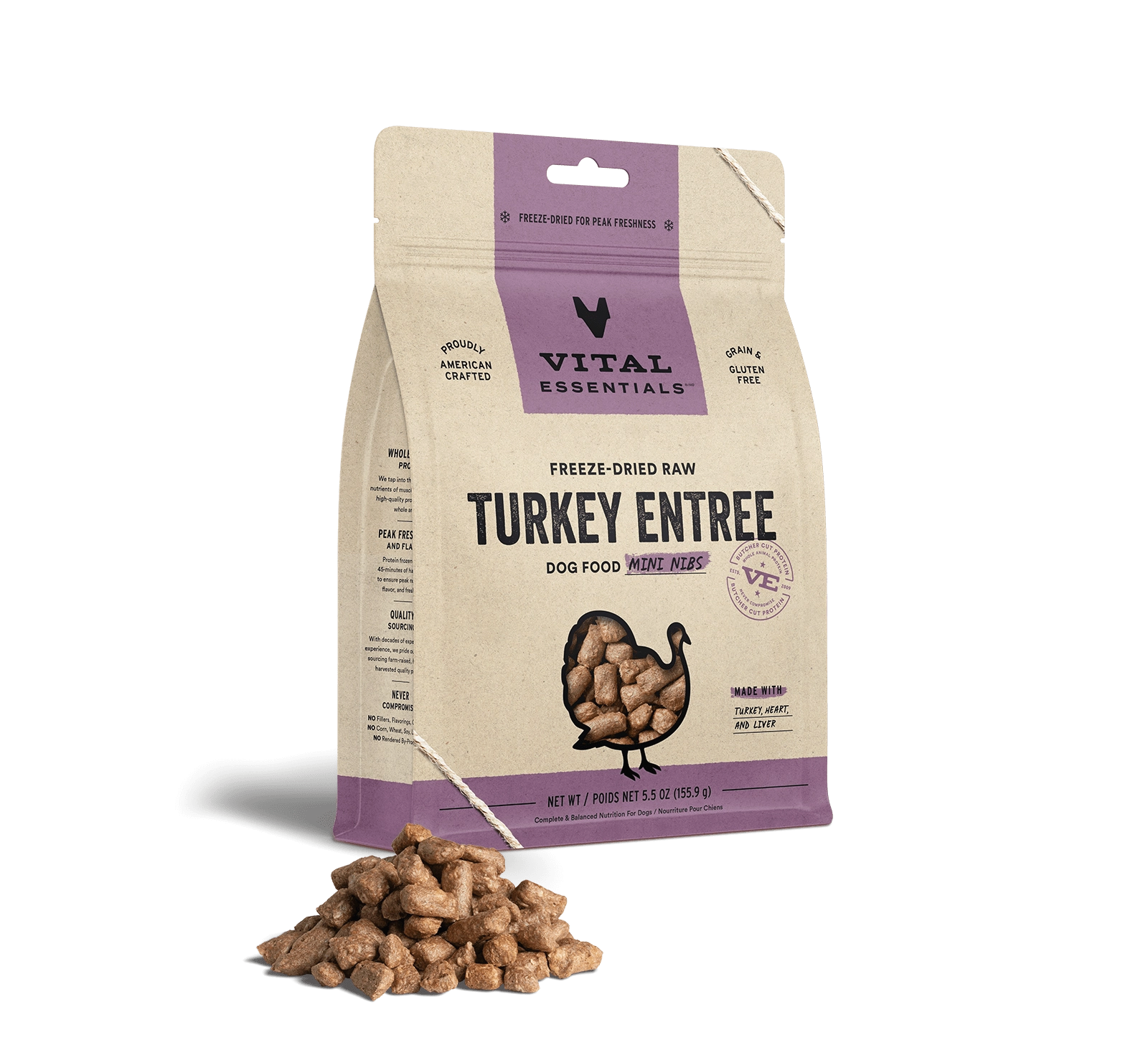 Vital Essentials Turkey Entree Mini Nibs Freeze-Dried Raw Dog Food
