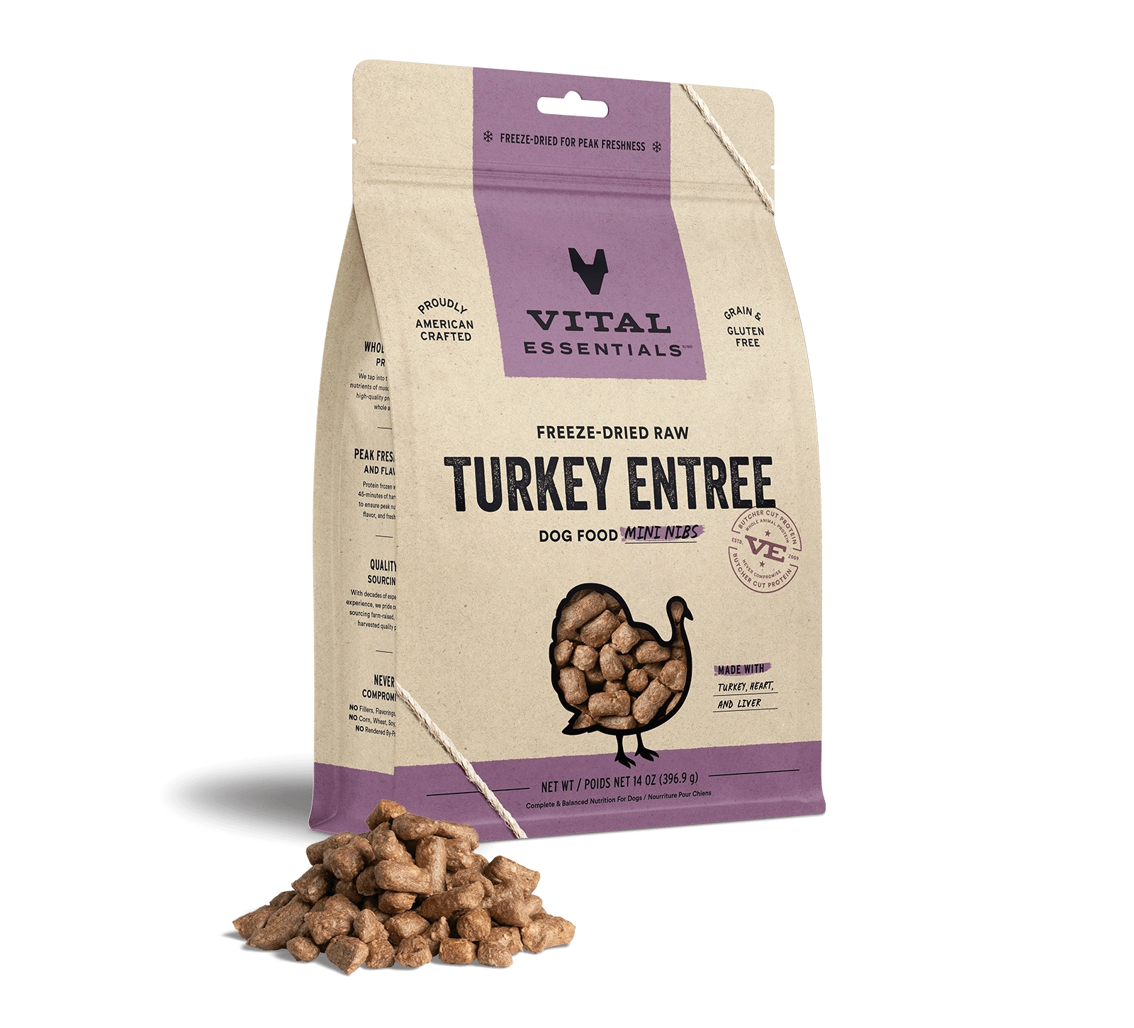 Vital Essentials Turkey Entree Mini Nibs Freeze-Dried Raw Dog Food