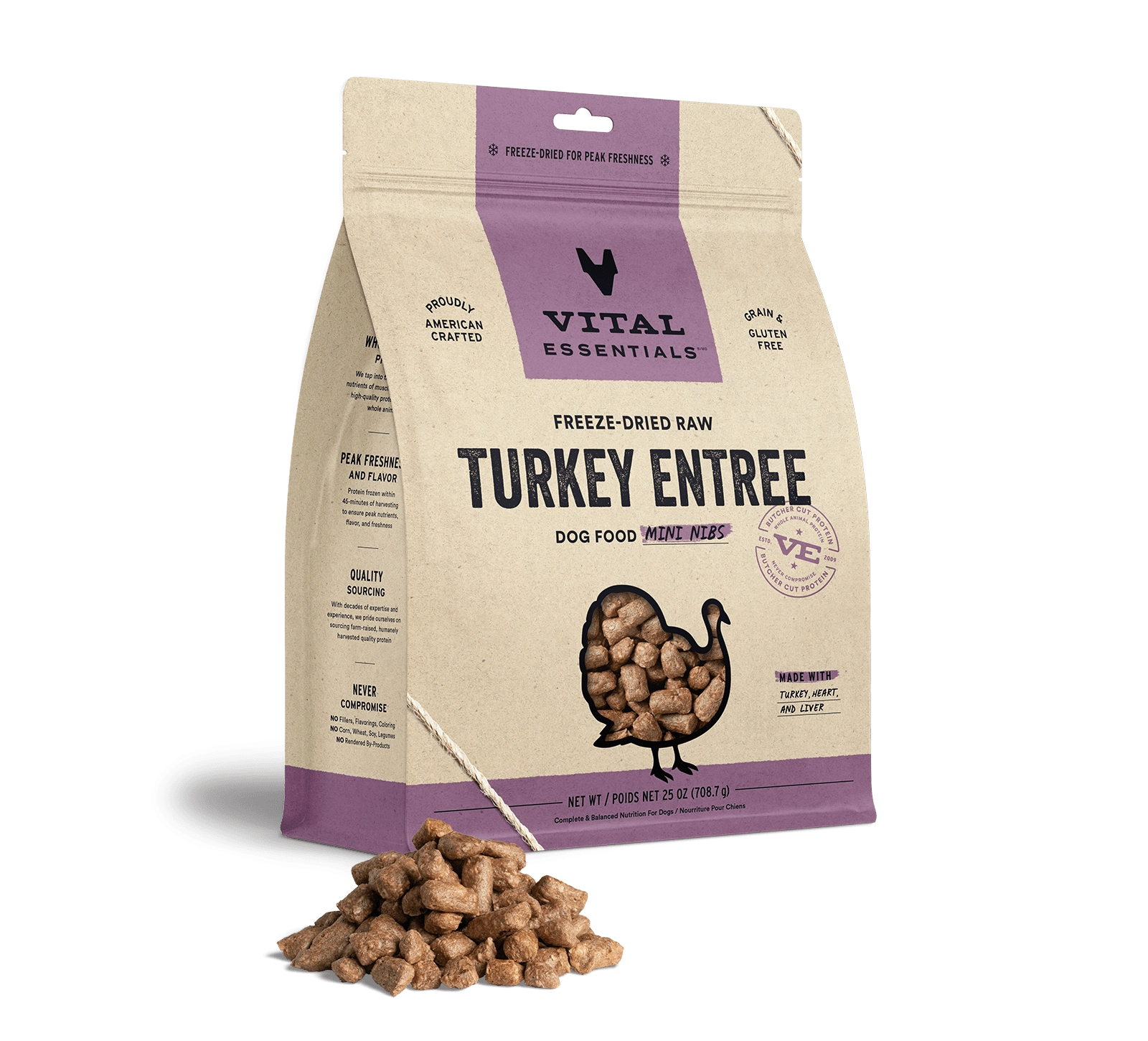 Vital Essentials Turkey Entree Mini Nibs Freeze-Dried Raw Dog Food