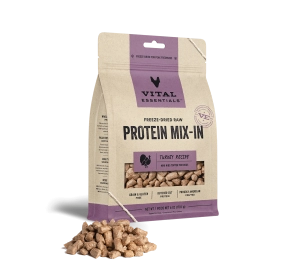 Vital Essentials Turkey Recipe Freeze-Dried Raw Protein Mix-In Mini Nibs Topper For Dogs