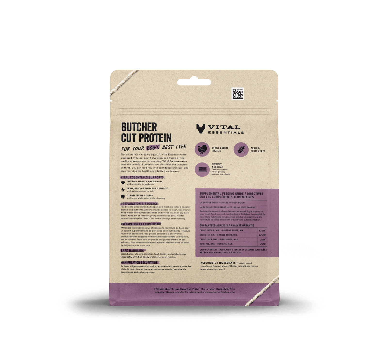 Vital Essentials Turkey Recipe Freeze-Dried Raw Protein Mix-In Mini Nibs Topper For Dogs