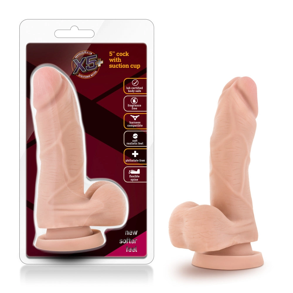 X5 Plus By Blush® | Realistic G-Spot Beige 5.75-Inch Long Dildo With Balls