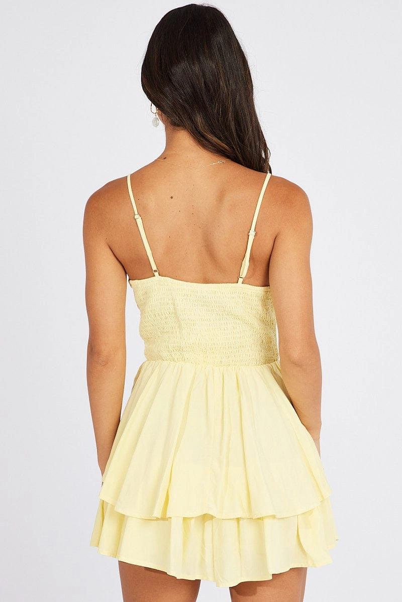 Yellow Playsuit Corset Detail Mini